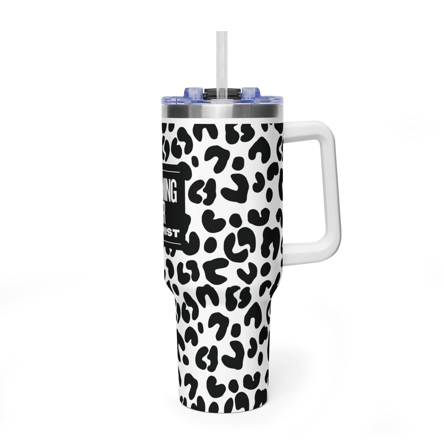 "Becoming Her In Christ" 40oz Leopard Insulated Tumbler
